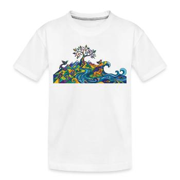Fantasievolles Farbenspiel Natur Panorama Motiv - Kinder Premium Bio T-Shirt - Weiß - Vorne