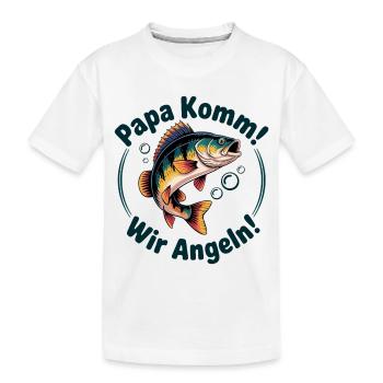 Papa Komm Wir Angeln Fischmotiv - Kinder Premium Bio T-Shirt - Weiß - Vorne