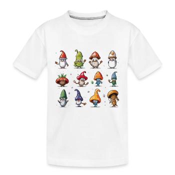 Pilzgnomen Parade - Kinder Premium Bio T-Shirt - Weiß - Vorne