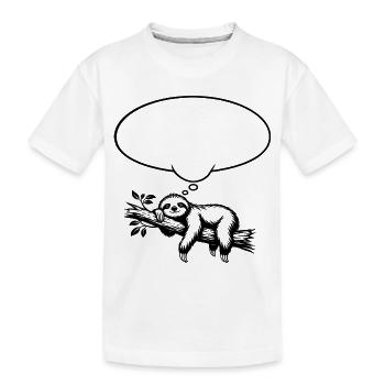 Faultier_chillend_mit_Denkblase - Kinder Premium Bio T-Shirt - Weiß - Vorne