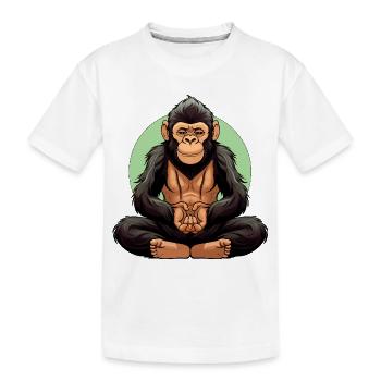 Affen Yoga / Yogi Affe - Kinder Premium Bio T-Shirt - Weiß - Vorne