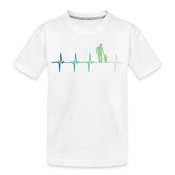 Vater und Sohn Herzschlag Geschenk Vater Sohn - Kinder Premium Bio T-Shirt - Weiß - Vorne