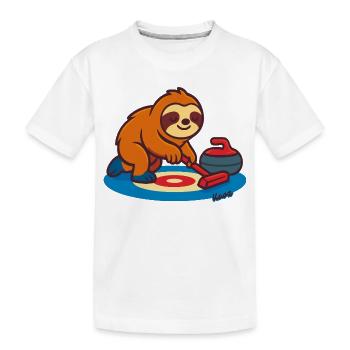 Rollend Faultier auf Besen - Kinder Premium Bio T-Shirt - Weiß - Vorne