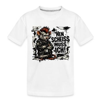 Ratte nen Scheiss muss ich frecher Spruch - Kinder Premium Bio T-Shirt - Weiß - Vorne