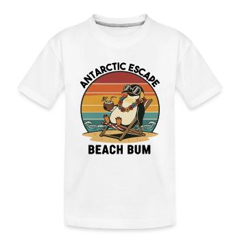 Penguin Beach Retro Beach Bum - Kinder Premium Bio T-Shirt - Weiß - Vorne
