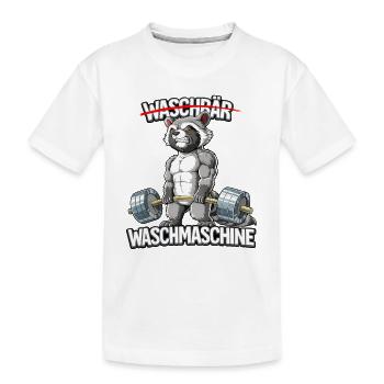 Waschbär Waschmaschine - Kinder Premium Bio T-Shirt - Weiß - Vorne