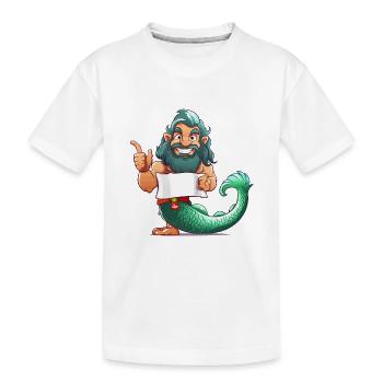 Héros de la mer avec barbe et nageoire - T-shirt bio Premium Enfant - blanc - Devant