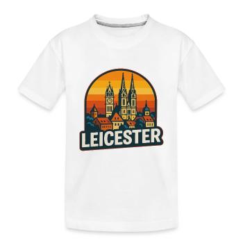 Leicester City Skyline Vintage Retro Sunset - Kids' Premium Organic T-Shirt - white - Front
