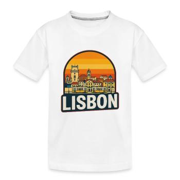 Lisbon City Retro Sunset Vintage Tram Art - Kids' Premium Organic T-Shirt - white - Front