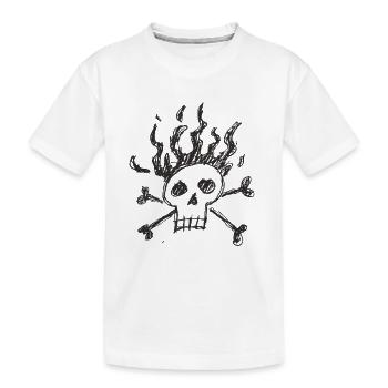 Flame Skull - Kids' Premium Organic T-Shirt - white - Front