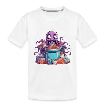 Purple Kraken in Bucket Chaos - Kids' Premium Organic T-Shirt - white - Front