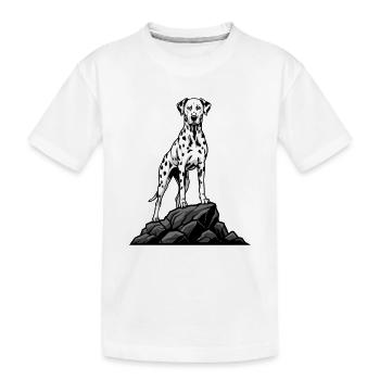 Chien Dalmatien sur Rocher Portrait Tacheté Noir - T-shirt bio Premium Enfant - blanc - Devant