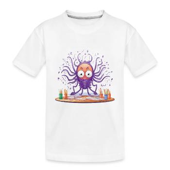 Kreativer Tinten-Octopus - Kinder Premium Bio T-Shirt - Weiß - Vorne