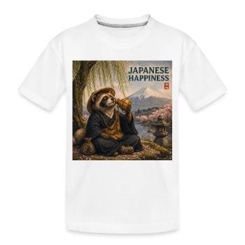 Japanese Tanuki Monk Design - Kids' Premium Organic T-Shirt - white - Front