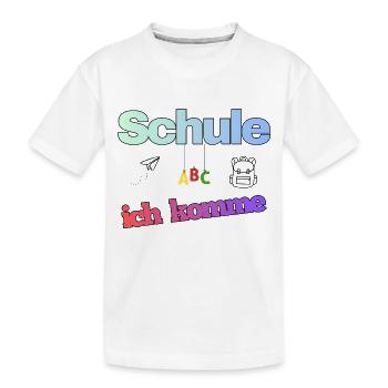 Schule ich komme - Erstklässler - Kinder Premium Bio T-Shirt - Weiß - Vorne