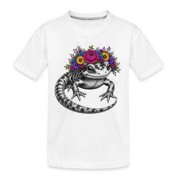 Flora Salamander Kranz - Kinder Premium Bio T-Shirt - Weiß - Vorne