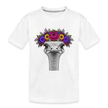 Strauß mit buntem Blumenkranz - Kinder Premium Bio T-Shirt - Weiß - Vorne