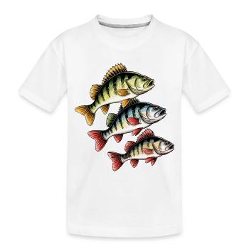 Barsch Angeln - Kinder Premium Bio T-Shirt - Weiß - Vorne