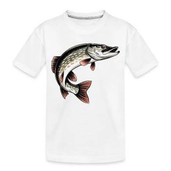 Raubfisch Hecht - Kinder Premium Bio T-Shirt - Weiß - Vorne