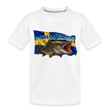 Schweden Hecht Angeln - Esox Motiv - Kinder Premium Bio T-Shirt - Weiß - Vorne
