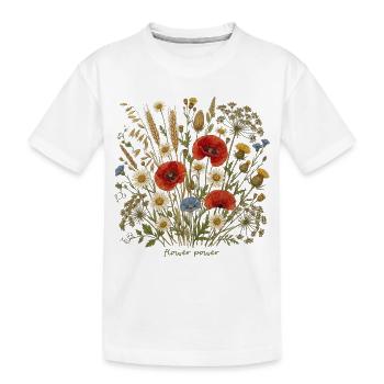 Blumenwiese im Aquarellstil - Kinder Premium Bio T-Shirt - Weiß - Vorne