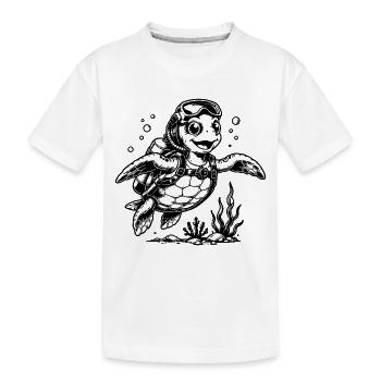 Turtle diver with oxygen tank - Kids' Premium Organic T-Shirt - white - Front