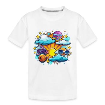 Sonnenfreuden im Wolkenkreis - Kinder Premium Bio T-Shirt - Weiß - Vorne
