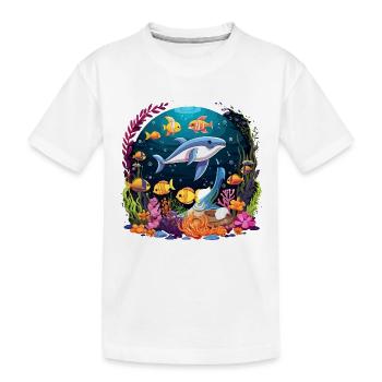 Dauphin sous-marin dans un récif corallien - T-shirt bio Premium Enfant - blanc - Devant