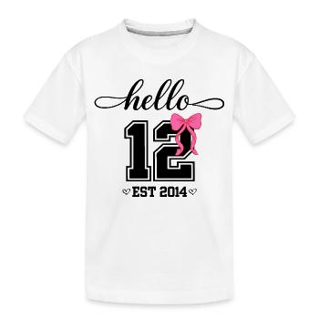 Bonjour naissance de la fille Coquette Bow 12 Est 2014 - T-shirt bio Premium Enfant - blanc - Devant