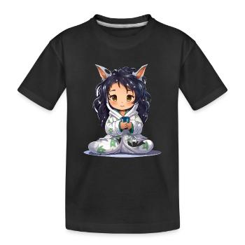 Star Chibi Cuddly Hero Pullover Hoodie - Kids' Premium Organic T-Shirt - black - Front