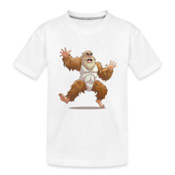 Großer Bigfoot Sprung - Kinder Premium Bio T-Shirt - Weiß - Vorne