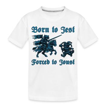 Ren Faire mittelalterlich geboren zum Scherz gezwungen zum Reiten - Kinder Premium Bio T-Shirt - Weiß - Vorne