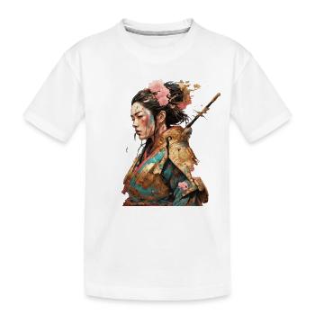 Geisha-Kriegerin mit Kirschblüten - Kinder Premium Bio T-Shirt - Weiß - Vorne