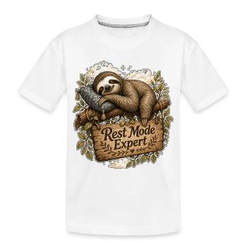 Rest Mode Expert Faultier - Kinder Premium Bio T-Shirt - Weiß - Vorne