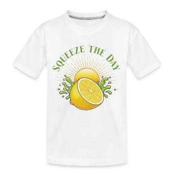 Squeeze the Day Zitronen-Splash - Kinder Premium Bio T-Shirt - Weiß - Vorne