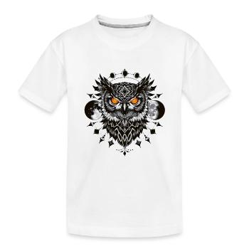 Geometric Eagle Owl with Full Moon - Kids' Premium Organic T-Shirt - white - Front