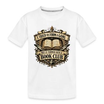 Vintage Book Club Crest – Gang Saying Shirt - Kids' Premium Organic T-Shirt - white - Front