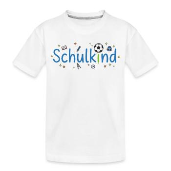 Schulkind Fußball Sterne Schulanfang 2026 - Kinder Premium Bio T-Shirt - Weiß - Vorne