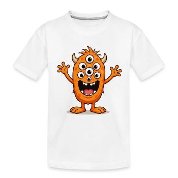 Orange Monster mit vielen Augen - Kinder Premium Bio T-Shirt - Weiß - Vorne