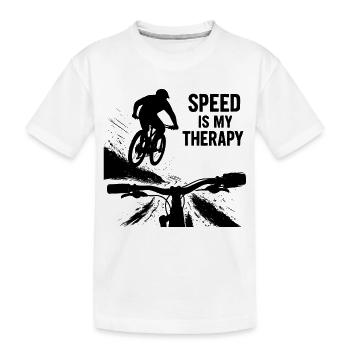 La vitesse est ma thérapie - Point de vue du saut en descente en VTT - T-shirt bio Premium Enfant - blanc - Devant
