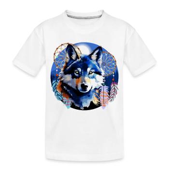 Wolf Spirit Dreamcatcher Native Mountain Design - T-shirt bio Premium Enfant - blanc - Devant