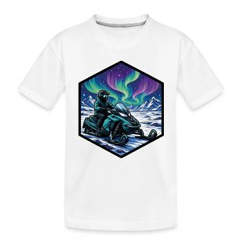 Motoneige sous aurores boréales en montagne - T-shirt bio Premium Enfant - blanc - Devant