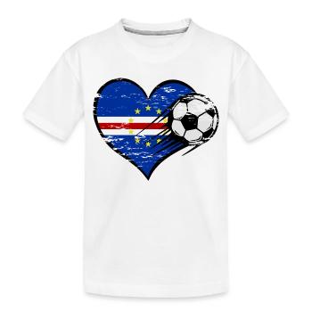 Kap Verde Flagge Fußball mit Herz - Kinder Premium Bio T-Shirt - Weiß - Vorne