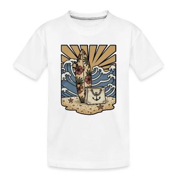 Planche de Surf Fleurs Hibiscus Sac Plage Retro - T-shirt bio Premium Enfant - blanc - Devant