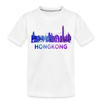 Hongkong Skyline - Kinder Premium Bio T-Shirt - Weiß - Vorne