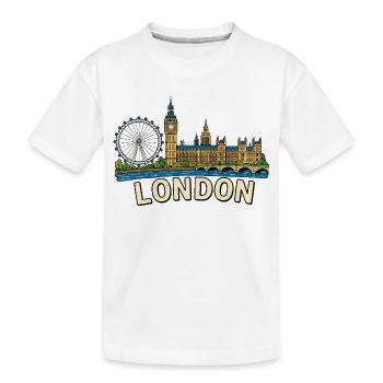 London Eye Big Ben Skyline Vintage Illustration - Kids' Premium Organic T-Shirt - white - Front