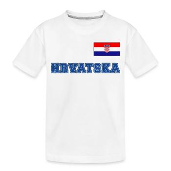 Kroatien Trikot Look – HRVATSKA mit Fahne Flagge - Kinder Premium Bio T-Shirt - Weiß - Vorne