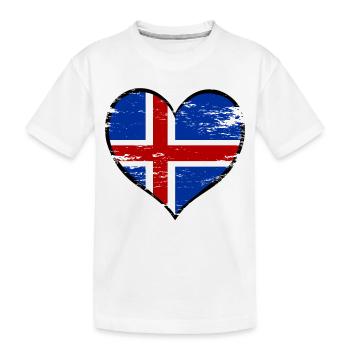Drapeau du cœur islandais utilisé - T-shirt bio Premium Enfant - blanc - Devant