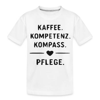 Kaffee Kompetenz Kompass Pflege - Kinder Premium Bio T-Shirt - Weiß - Vorne