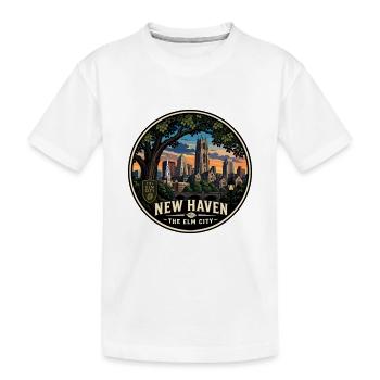 New Haven The Elm City Reise-Souvenir-Abzeichen - Kinder Premium Bio T-Shirt - Weiß - Vorne